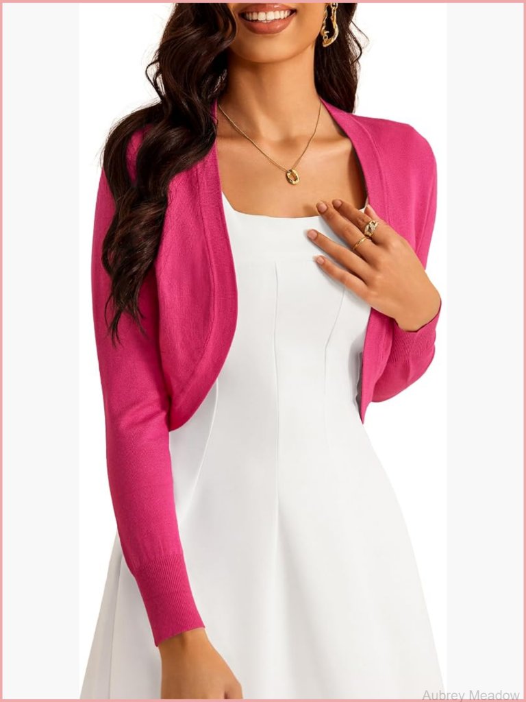 Cropped Long Sleeve Cardigan Bolero Shrug Soft Knit Open Front S-Xl